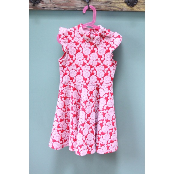 Janie and Jack Girls Red Floral Jacquard Dress Size 8 Holiday Party - Picture 1 of 7